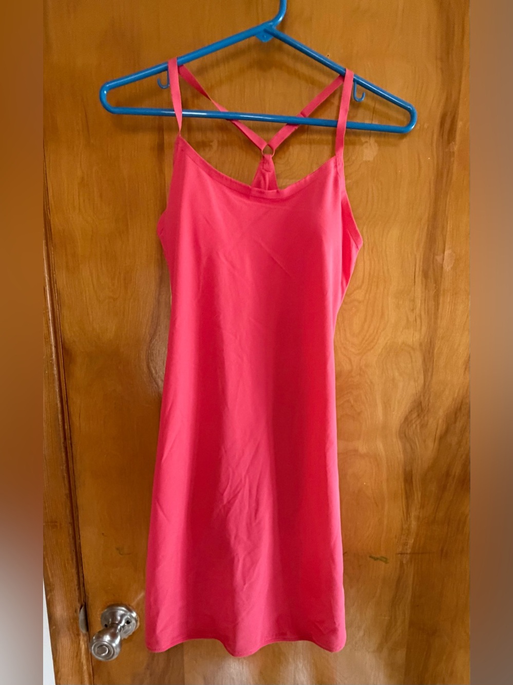 Outdoor Voices Hot Pink Midi Slip Dress with Strappy Back